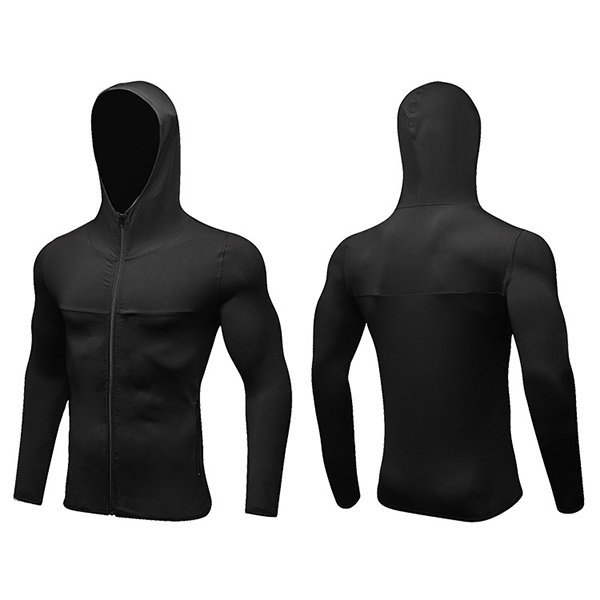 Mens Fitness Running Casual Zip Up Hoodie Quick-Drying Coat