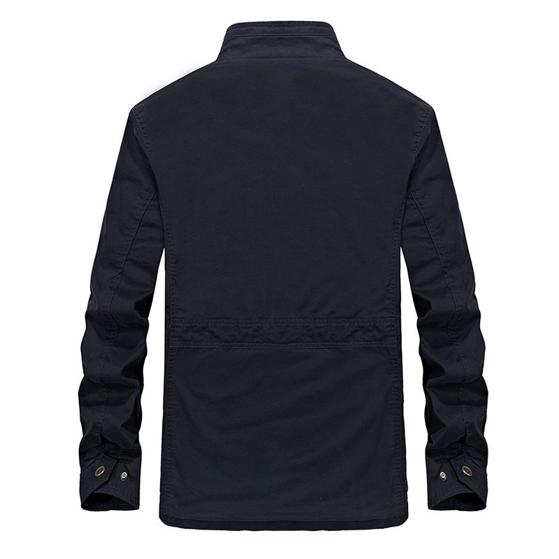 Mens Winter Breathable Plus Size Loose Cotton Top Multi Pockets Long Sleeve Jacket