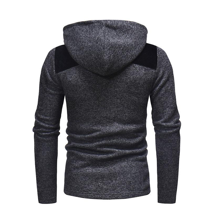 Men's Casual Sport Patchwork Chest Zipper Pocket Hooded Zipper Up Sweatshirt Knit Hoodie