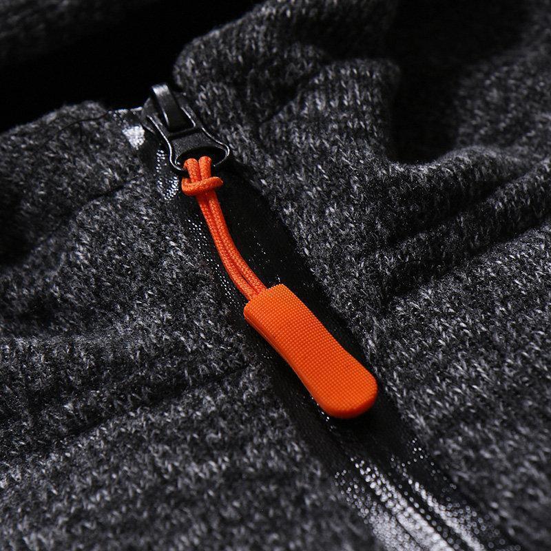 Men's Casual Sport Patchwork Chest Zipper Pocket Hooded Zipper Up Sweatshirt Knit Hoodie