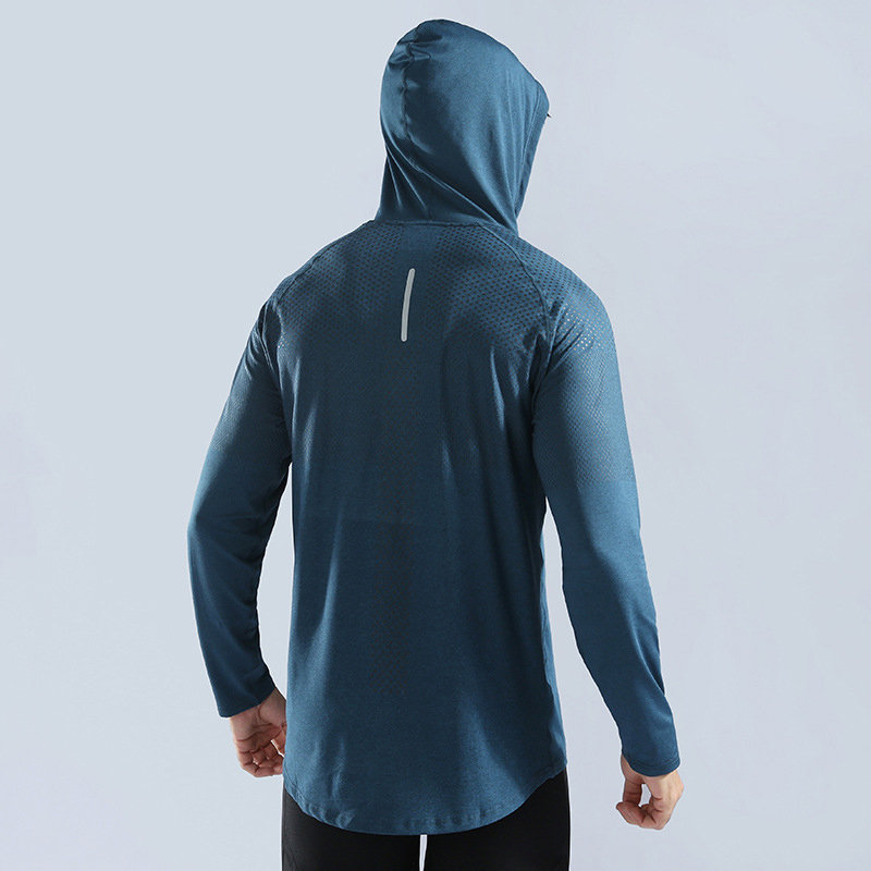 Mens Hooded Elastic Quick-drying Breathable Sport Training Long Sleeve Casual Sweatshirt