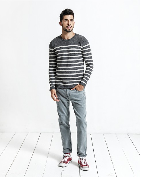 Men's Autumn Striped Plus Size Sweater