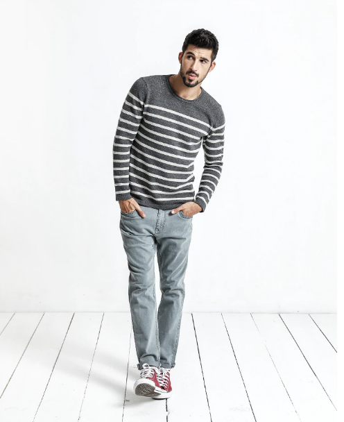 Men's Autumn Striped Plus Size Sweater