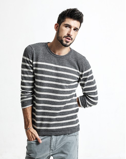 Men's Autumn Striped Plus Size Sweater