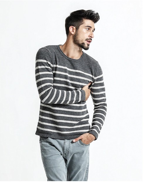 Men's Autumn Striped Plus Size Sweater