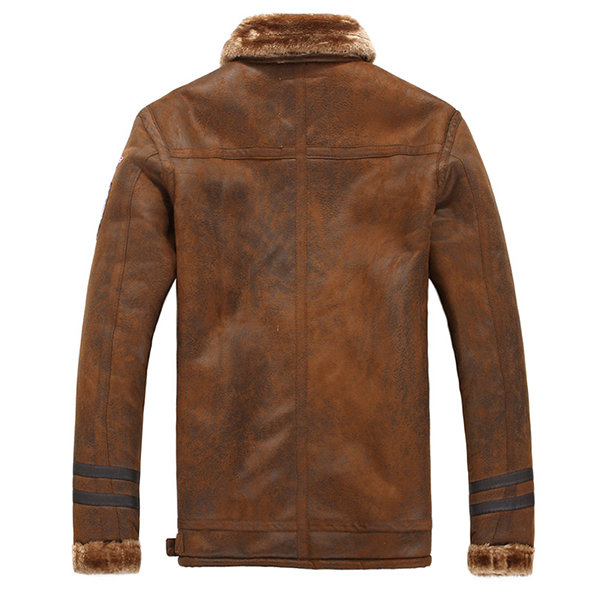 Casual Fashion Thicken Fleece Boomber Sherpa Chamois Leather Suede Jacket for Men