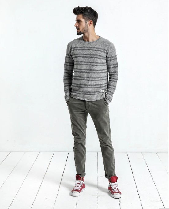 Men's Spring Knitted Cotton Slim Sweater