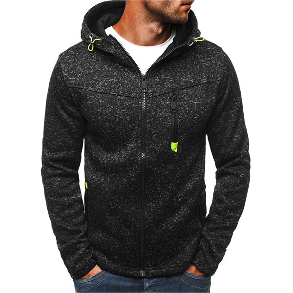Mens Fashion Casual Oversize Solid Long Sleeve Thicken Zip Up Hoodie