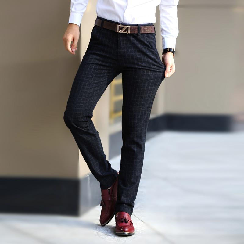 Men's Spring Stretch Classic Plaid Dress Pants