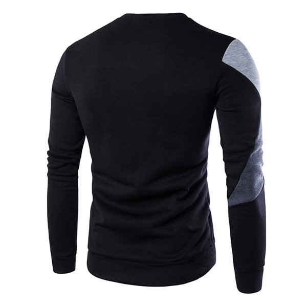 Mens Stylish Stitching Color Round Neck Long Sleeve Casual Sport Sweatshirt