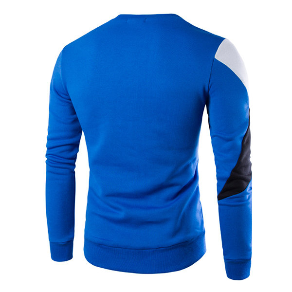 Mens Stylish Stitching Color Round Neck Long Sleeve Casual Sport Sweatshirt