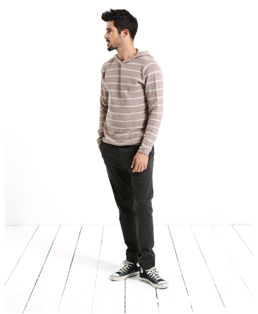 Men's Winter Striped Hooded Sweater