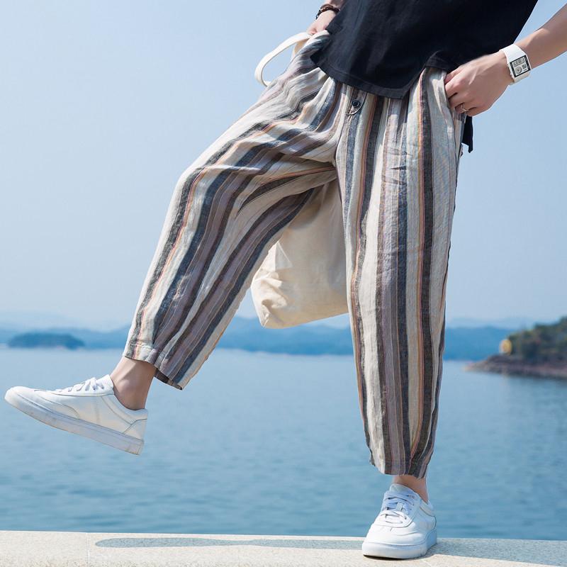 Men's Summer Calf Length Baggy Pants