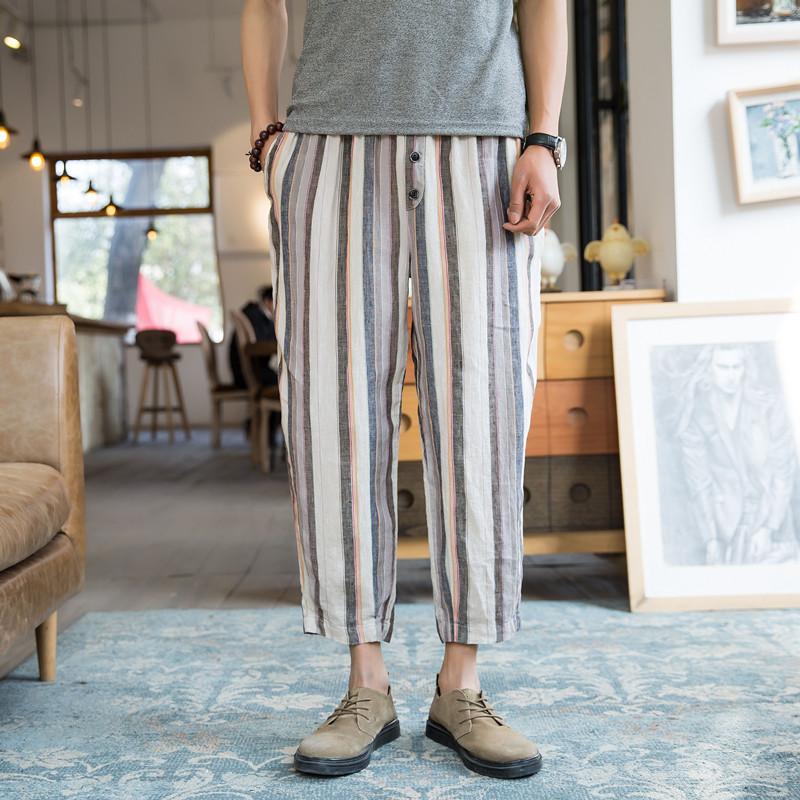 Men's Summer Calf Length Baggy Pants