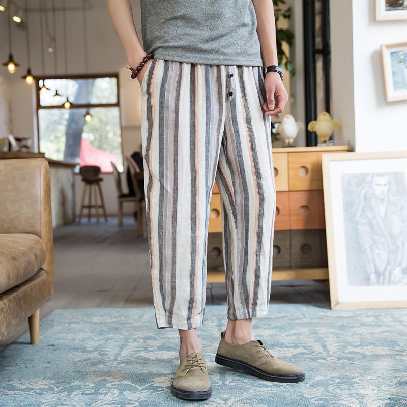 Men's Summer Calf Length Baggy Pants