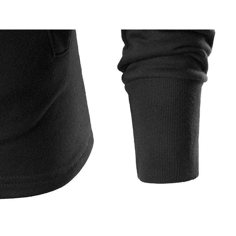 Mens Hooded Bat Style Diagonal Zipper Long Sleeve Black Casual Sweatshirt