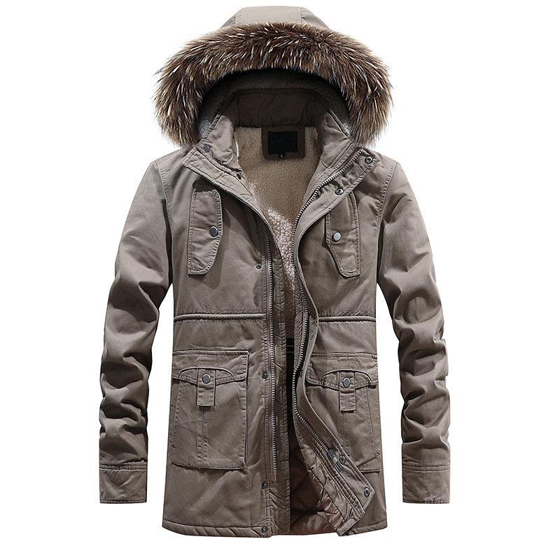 Mens Thicken Detachable Hooded Multi Pockets Zipper Up Jacket