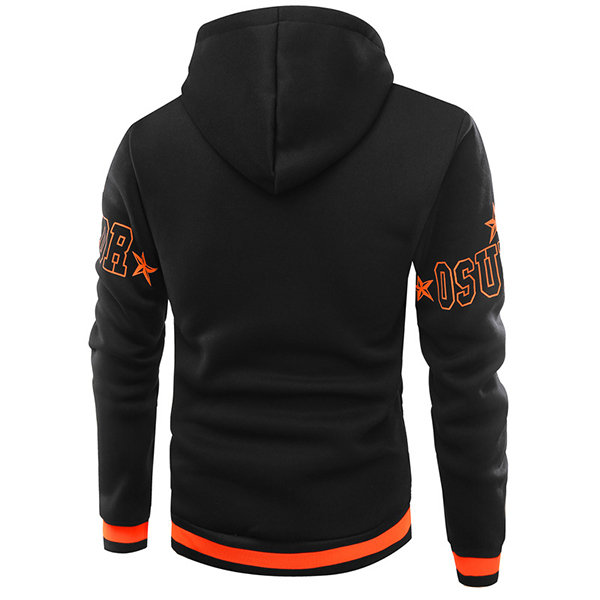 Mens 3D Printed Stitching Color Slim Fit Casual Zip Up Hoodies