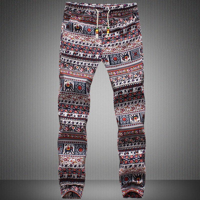 Men's Summer Floral & Geometric Pencil Pants