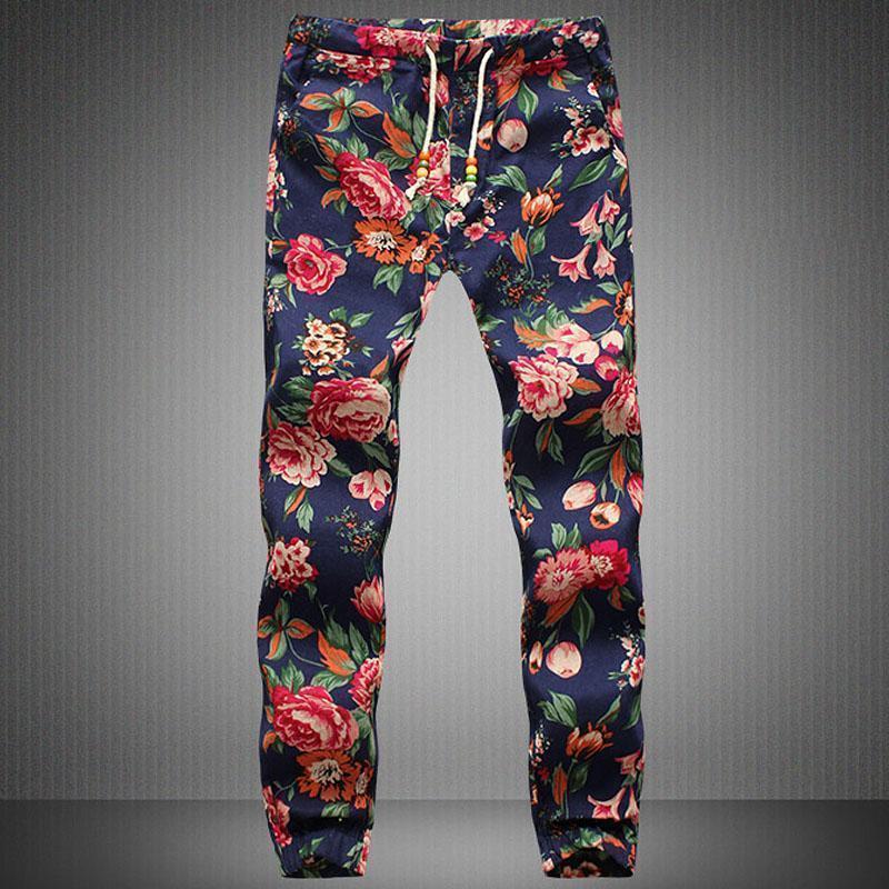 Men's Summer Floral & Geometric Pencil Pants